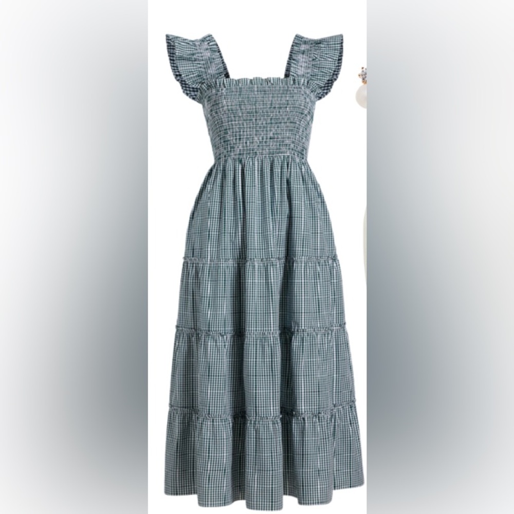 Hill House Blue Checkered Midi Dress